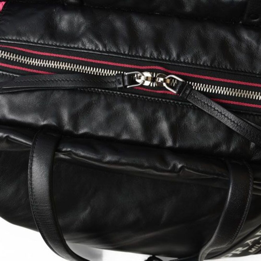 Prada Tote Logo Leather Black Pink - Picture 7 of 13